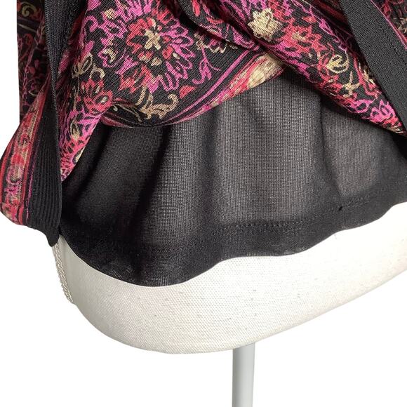 Emma James Black Pink Print Lined Mesh Fabric Blouse Top Medium - Picture 4 of 7